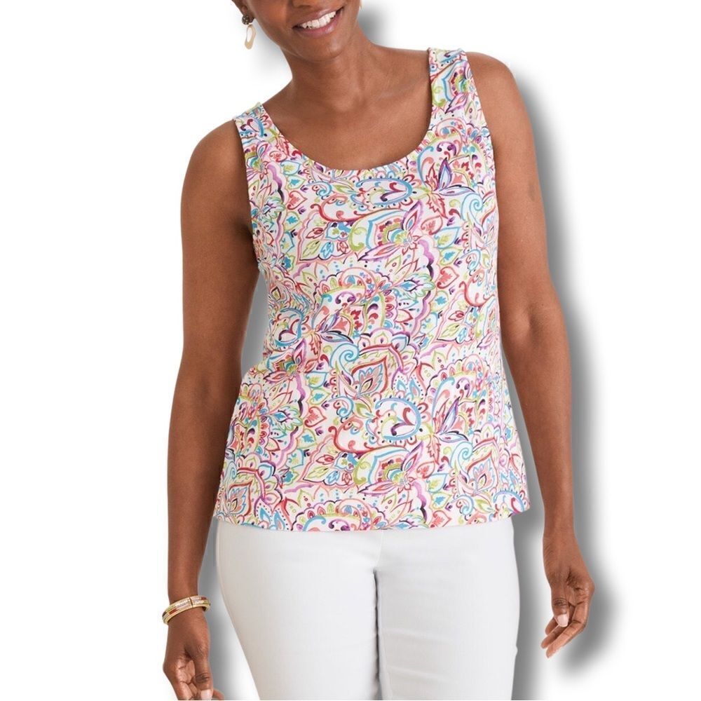 Chico’s Supima Cotton Convertible Printed Tank • Size 0